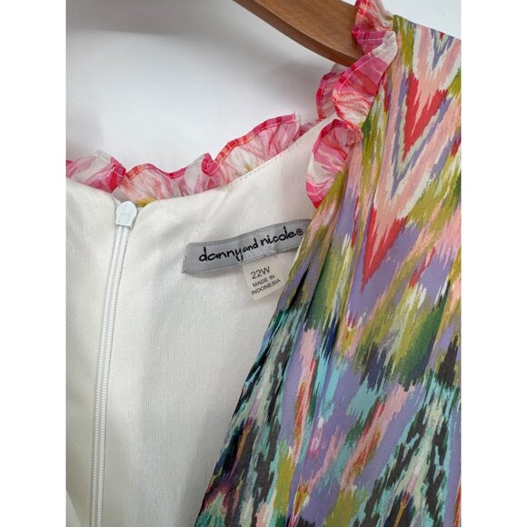 Danny & Nicole Womens maxi dress size 22w pattern chiffon Sleeveless lined plus - Picture 3 of 9